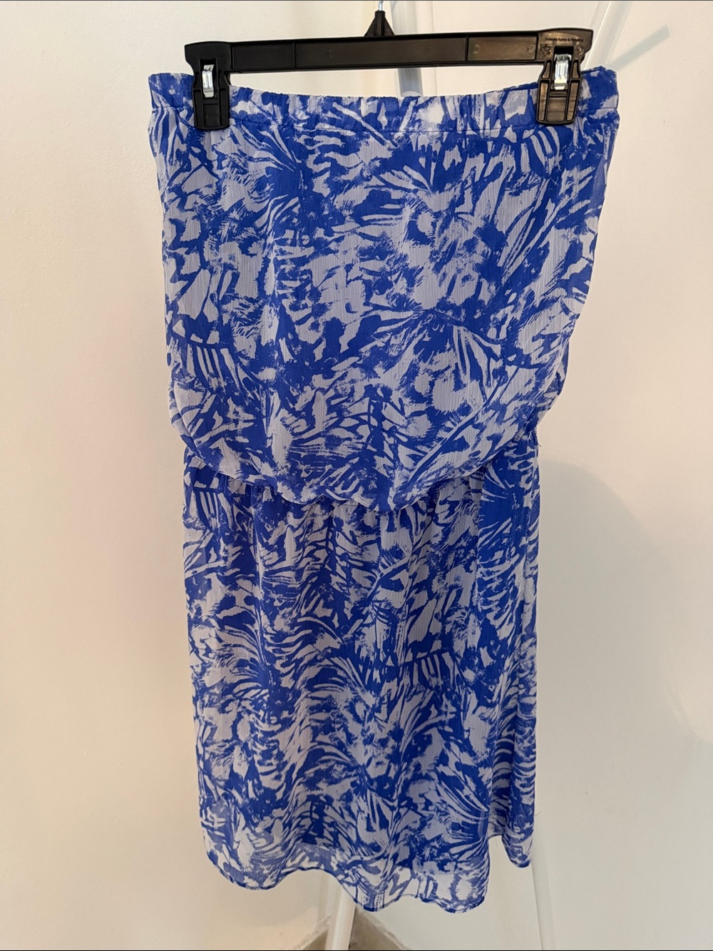 Express Blue and White Abstract Midi Skirt
